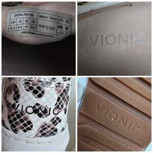Leopard Snake Print Loafers Vionic Dinora Size 8.5 Leather Sneakers Brown Black